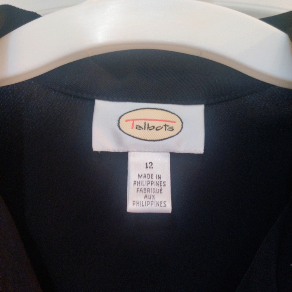 Talbots Black Maxi Button Down Dress Black Vintage Shoulder Pads Short Sleeve - Picture 4 of 10